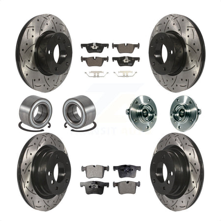 Front Rear Hub Bearing Assembly Coated Disc Brake Rotors And Ceramic Pads Shoes Kit (10Pc) For 2015-2016 BMW 228i xDrive Without Blue Painted Calipers M Sport Package KBB-113691 by Transit Auto