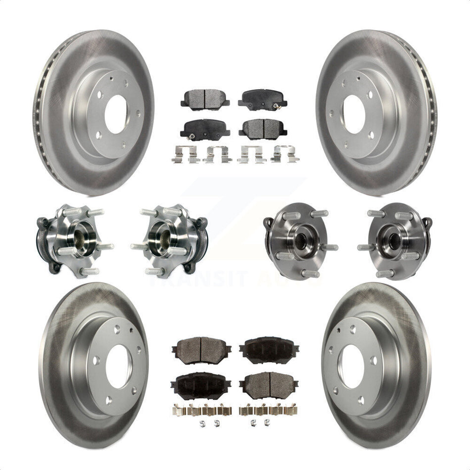 Front Rear Hub Bearings Assembly Coated Disc Brake Rotors And Semi-Metallic Pads Kit (10Pc) For Mazda 3 Sport 2.5L KBB-113727 by Transit Auto