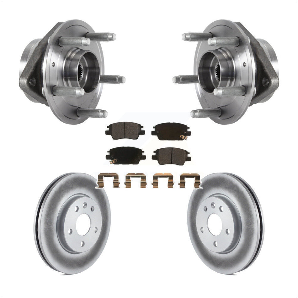 Front Hub Bearing Assembly With Coated Disc Brake Rotors And Semi-Metallic Pads Kit For 2016-2019 Chevrolet Cruze KBB-113770 by Transit Auto