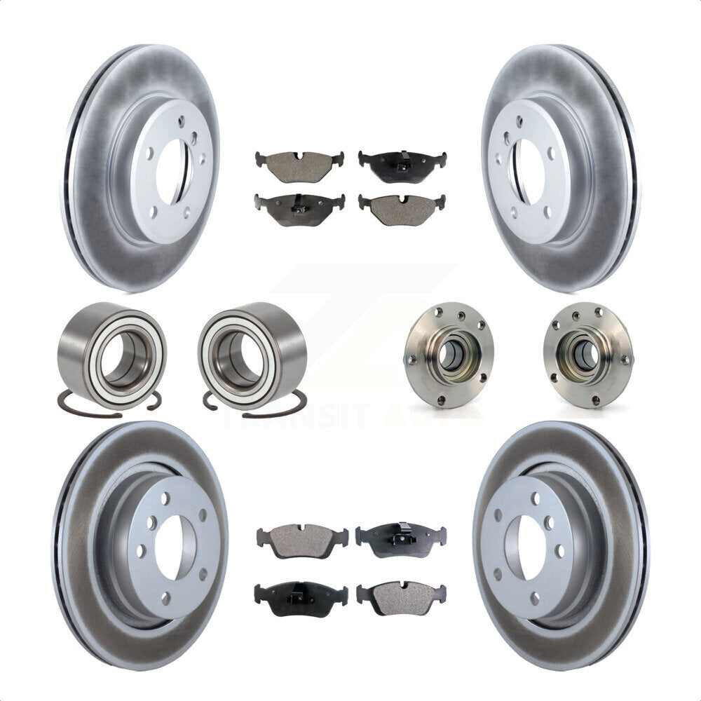 Front Rear Wheel Hub Bearings Assembly Coated Disc Brake Rotors And Semi-Metallic Pads Shoes Kit (10Pc) For 2001-2005 BMW 325i KBB-113791 by Transit Auto