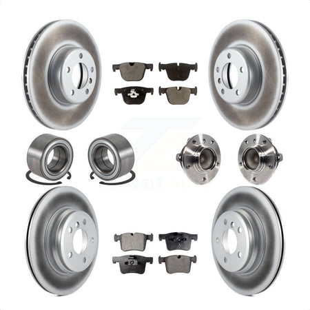 Front Rear Wheel Hub Bearings Assembly Coated Disc Brake Rotors And Semi-Metallic Pads Shoes Kit (10Pc) For BMW 435i 335i Gran Coupe Without Blue Painted Calipers KBB-113801 by Transit Auto