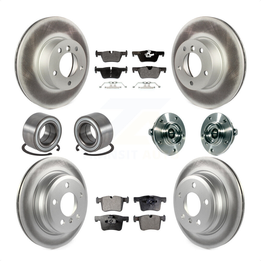 Front Rear Wheel Hub Bearings Assembly Coated Disc Brake Rotors And Semi-Metallic Pads Shoes Kit (10Pc) For BMW 328i xDrive 320i 428i Gran Coupe 328d GT KBB-113806 by Transit Auto