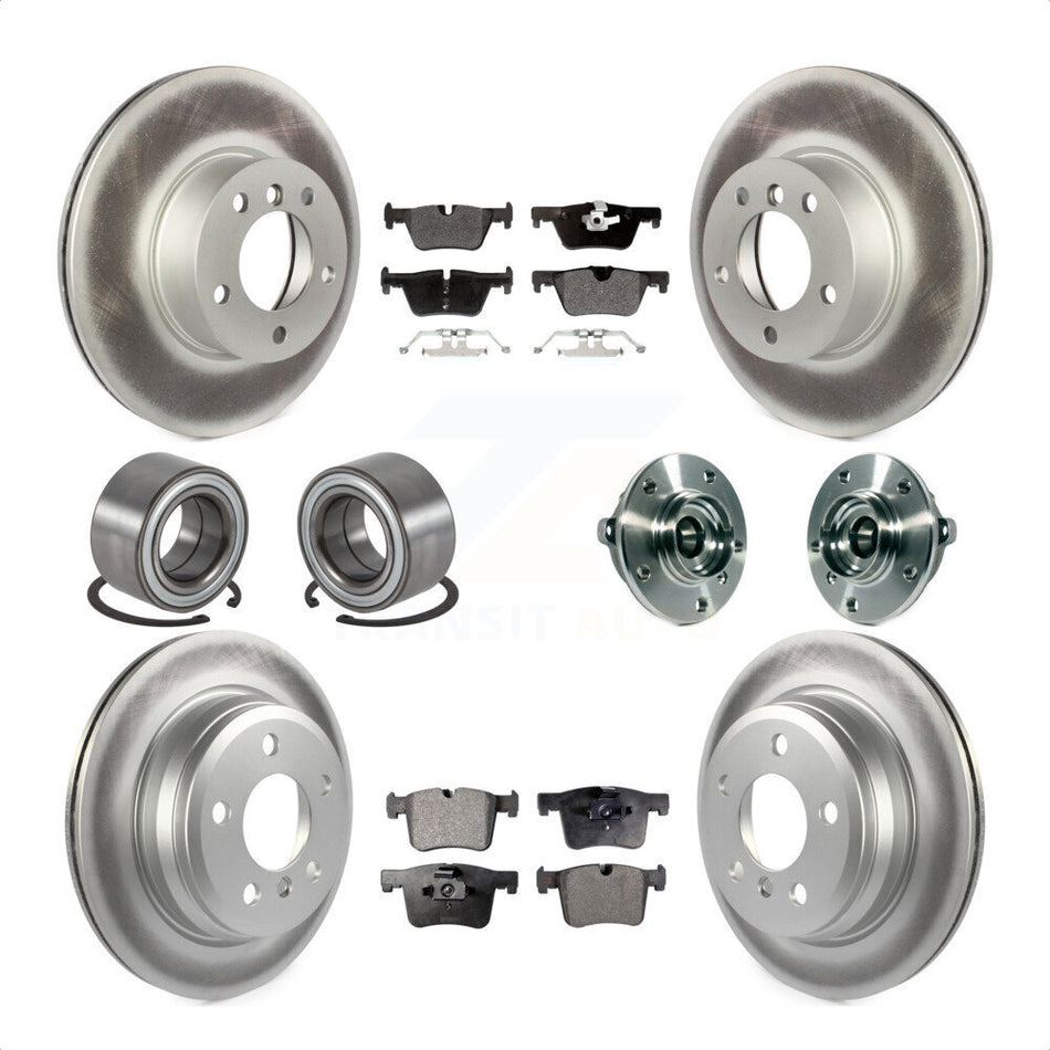 Front Rear Wheel Hub Bearings Assembly Coated Disc Brake Rotors And Semi-Metallic Pads Shoes Kit (10Pc) For BMW 328i xDrive 320i 428i Gran Coupe 328d GT KBB-113806 by Transit Auto