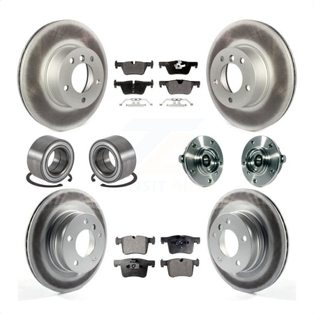 Front Rear Wheel Hub Bearing Coated Disc Brake Rotor And Semi-Metallic Pad Shoe Kit (10Pc) For 2015-2016 BMW 228i xDrive Without Blue Painted Calipers M Sport Package KBB-113807 by Transit Auto