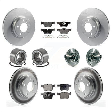 Front Rear Hub Bearing Assembly Coated Disc Brake Rotor And Semi-Metallic Pad Shoe Kit (10Pc) For 2015-2016 BMW 228i xDrive Without Blue Painted Calipers With M Sport Package KBB-113811 by Transit Auto