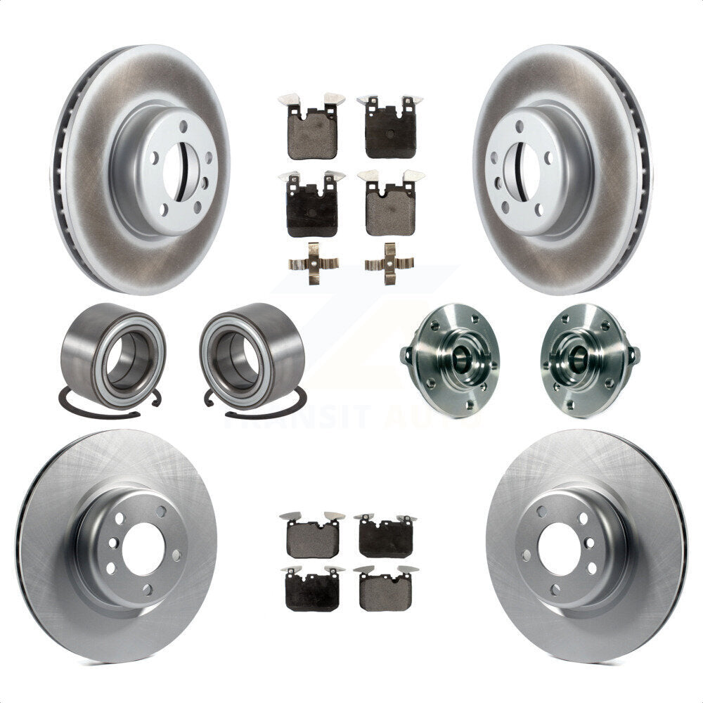 Front Rear Wheel Hub Bearings Assembly Coated Disc Brake Rotors And Semi-Metallic Pads Shoes Kit (10Pc) For 2015-2016 BMW 228i xDrive With Blue Painted Calipers KBB-113814 by Transit Auto