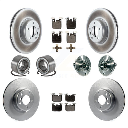 Front Rear Wheel Hub Bearings Assembly Coated Disc Brake Rotors And Semi-Metallic Pads Shoes Kit (10Pc) For 2015-2016 BMW 228i xDrive With Blue Painted Calipers KBB-113814 by Transit Auto