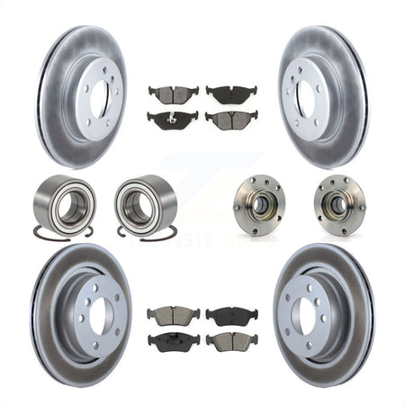 Front Rear Wheel Hub Bearings Assembly Coated Disc Brake Rotors And Semi-Metallic Pads Shoes Kit (10Pc) For 2001-2005 BMW 325i KBB-113899 by Transit Auto