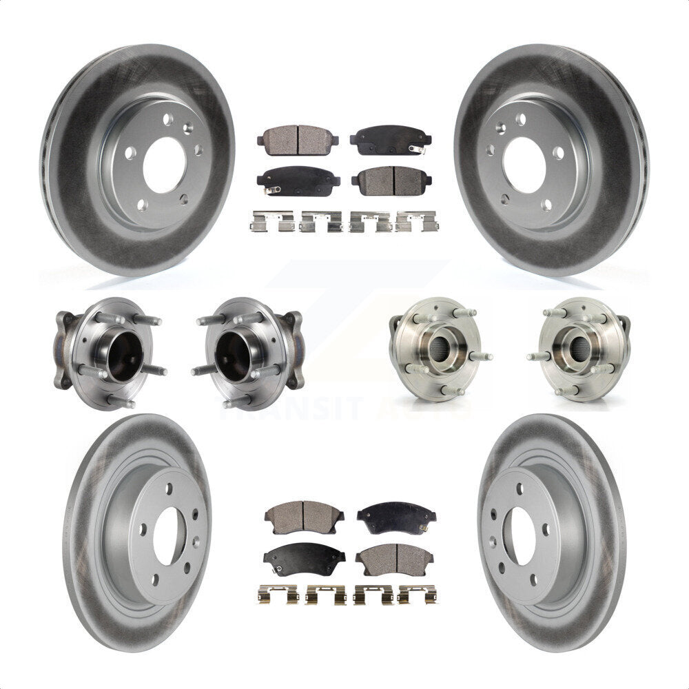 Front Rear Hub Bearings Assembly Coated Disc Brake Rotors And Ceramic Pads Kit (10Pc) For Chevrolet Cruze Buick Verano Volt KBB-113925 by Transit Auto