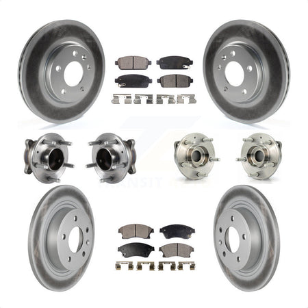 Front Rear Hub Bearings Assembly Coated Disc Brake Rotors And Ceramic Pads Kit (10Pc) For Chevrolet Cruze Buick Verano Volt KBB-113925 by Transit Auto
