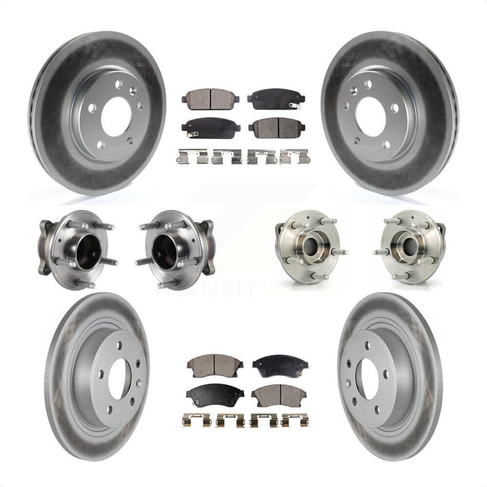 Front Rear Hub Bearings Assembly Coated Disc Brake Rotors And Ceramic Pads Kit (10Pc) For Chevrolet Cruze Buick Verano Volt KBB-113925 by Transit Auto