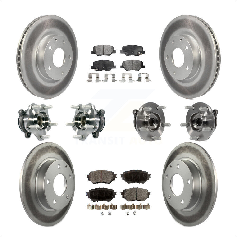 Front Rear Hub Bearings Assembly Coated Disc Brake Rotors And Ceramic Pads Kit (10Pc) For Mazda 3 Sport 2.5L KBB-113939 by Transit Auto
