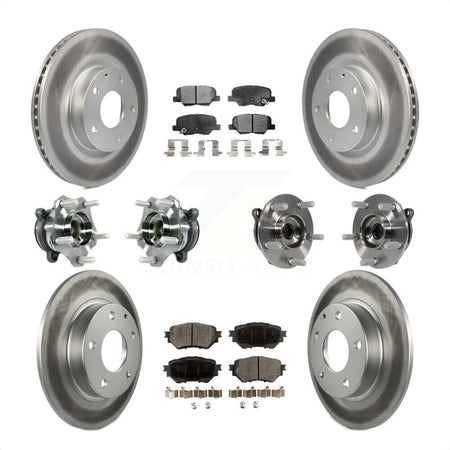 Front Rear Hub Bearings Assembly Coated Disc Brake Rotors And Ceramic Pads Kit (10Pc) For Mazda 3 Sport 2.5L KBB-113939 by Transit Auto