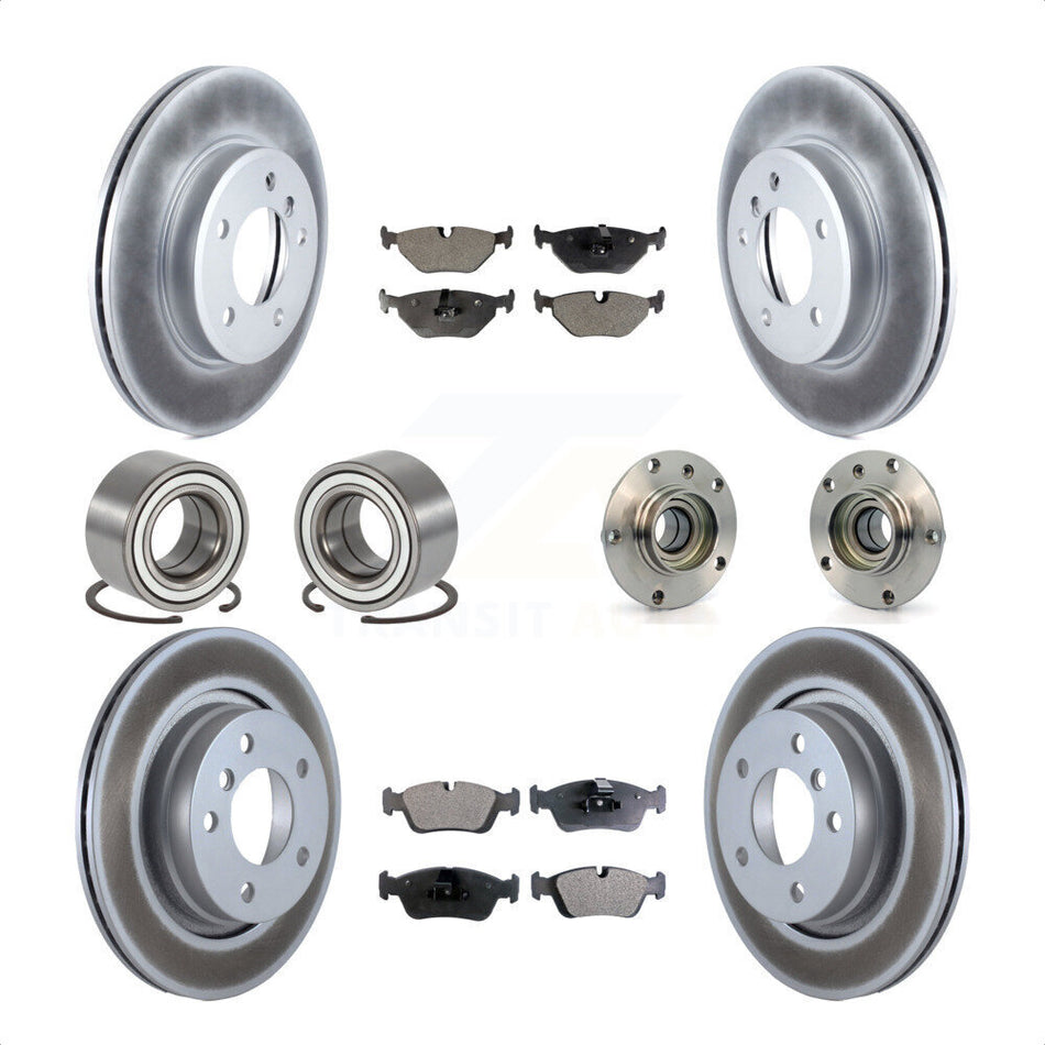 Front Rear Wheel Hub Bearings Assembly Coated Disc Brake Rotors And Ceramic Pads Shoes Kit (10Pc) For 2001-2005 BMW 325i KBB-114010 by Transit Auto