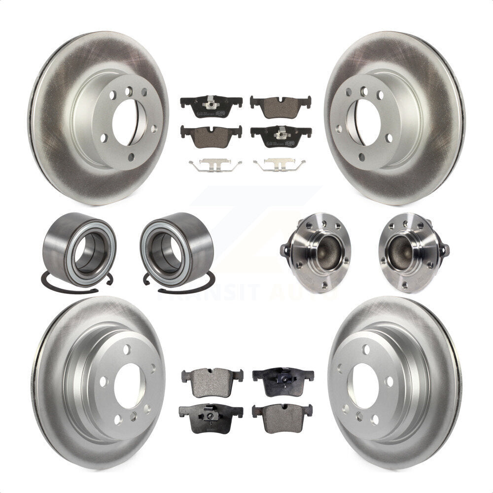 Front Rear Wheel Hub Bearing Assembly Coated Disc Brake Rotors And Ceramic Pads Shoes Kit (10Pc) For BMW 428i Gran Coupe Without Blue Painted Calipers M Sport Package KBB-114015 by Transit Auto