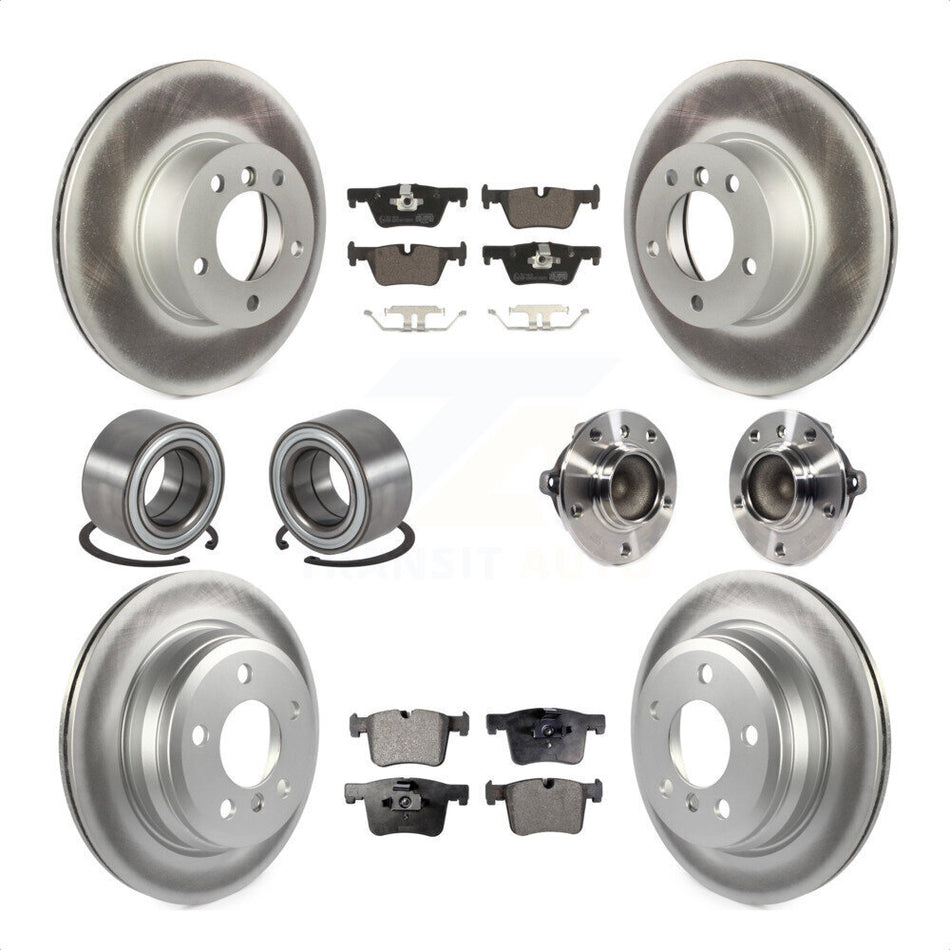 Front Rear Wheel Hub Bearing Assembly Coated Disc Brake Rotors And Ceramic Pads Shoes Kit (10Pc) For BMW 428i Gran Coupe Without Blue Painted Calipers M Sport Package KBB-114015 by Transit Auto