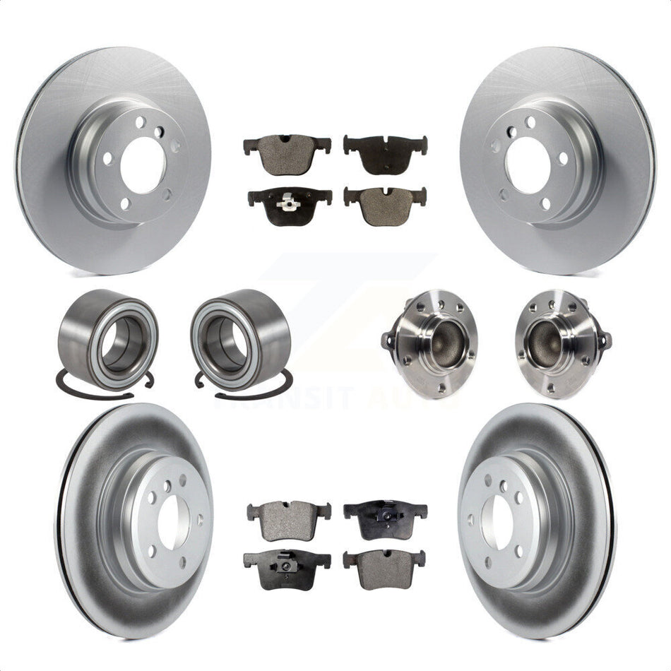 Front Rear Wheel Hub Bearings Assembly Coated Disc Brake Rotors And Ceramic Pads Shoes Kit (10Pc) For BMW 428i Gran Coupe Without Blue Painted Calipers With M Sport Package KBB-114017 by Transit Auto