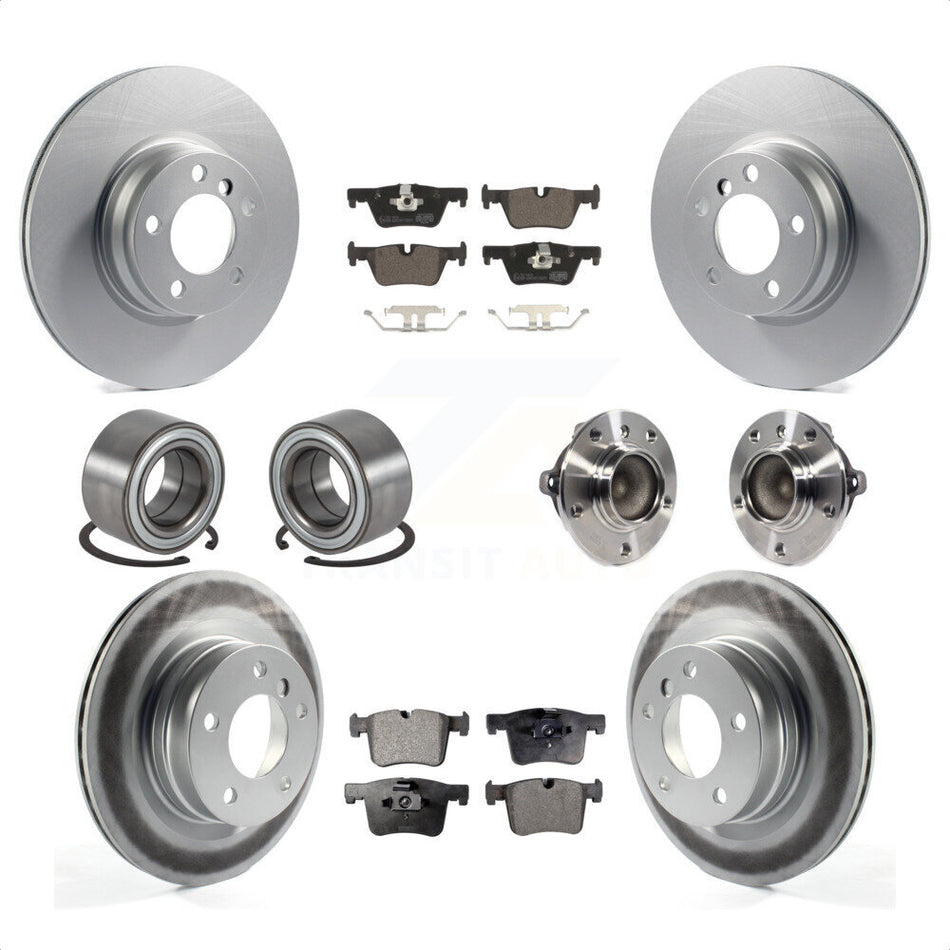 Front Rear Wheel Hub Bearings Assembly Coated Disc Brake Rotors And Ceramic Pads Shoes Kit (10Pc) For BMW 328i 228i KBB-114019 by Transit Auto