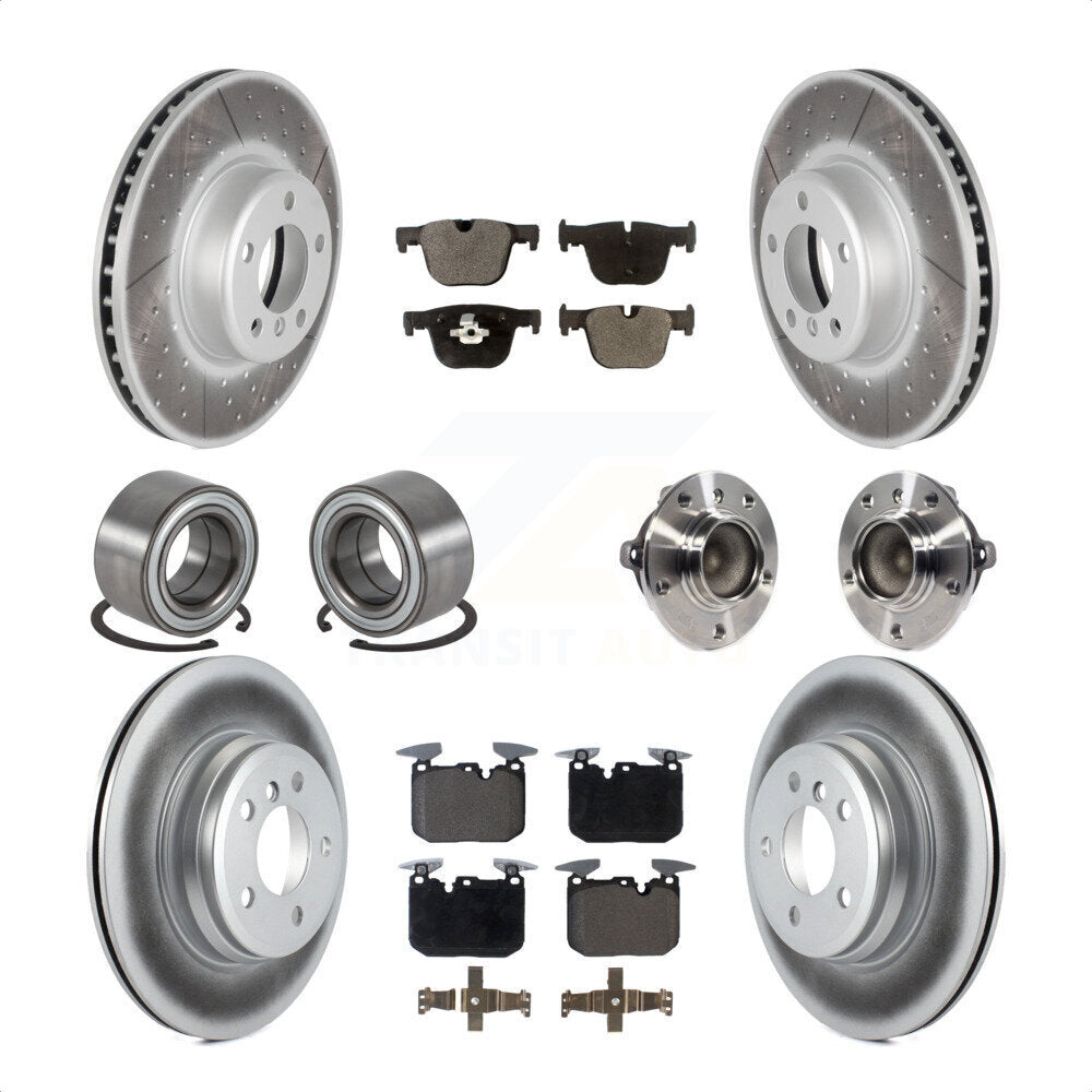 Front Rear Wheel Hub Bearings Assembly Coated Disc Brake Rotors And Ceramic Pads Shoes Kit (10Pc) For BMW 340i 435i Gran Coupe ActiveHybrid 3 KBB-114023 by Transit Auto