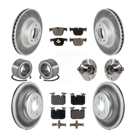 Front Rear Wheel Hub Bearings Assembly Coated Disc Brake Rotors And Ceramic Pads Shoes Kit (10Pc) For BMW 340i 435i Gran Coupe ActiveHybrid 3 KBB-114023 by Transit Auto