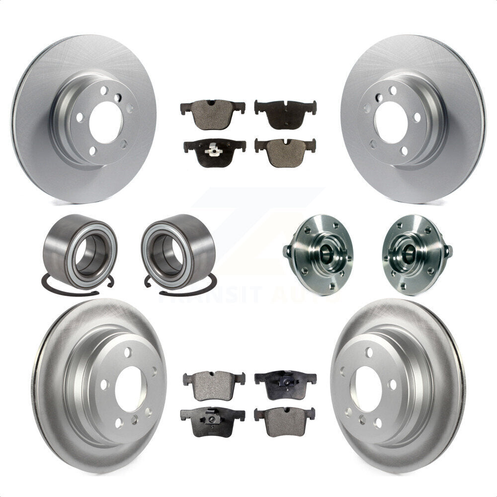 Front Rear Wheel Hub Bearings Assembly Coated Disc Brake Rotors And Ceramic Pads Shoes Kit (10Pc) For 2016 BMW 428i xDrive Without Blue Painted Calipers With M Sport Package KBB-114028 by Transit Auto