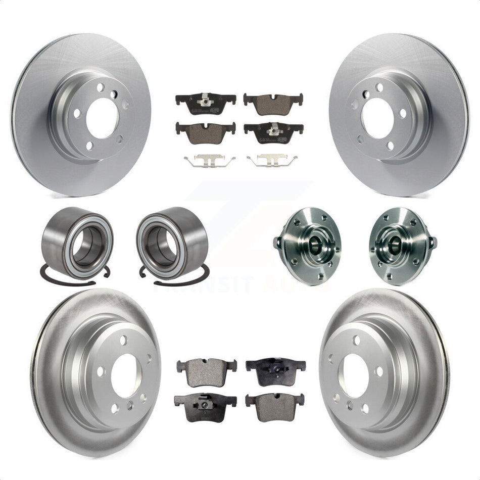 Front Rear Wheel Hub Bearings Assembly Coated Disc Brake Rotors And Ceramic Pads Shoes Kit (10Pc) For 2015 BMW 328i xDrive Without Blue Painted Calipers With M Sport Package KBB-114029 by Transit Auto