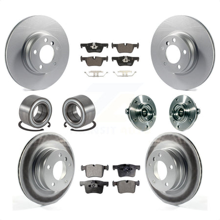 Front Rear Wheel Hub Bearing Assembly Coated Disc Brake Rotor And Ceramic Pad Shoe Kit (10Pc) For 2015-2016 BMW 228i xDrive Without Blue Painted Calipers With M Sport Package KBB-114030 by Transit Auto