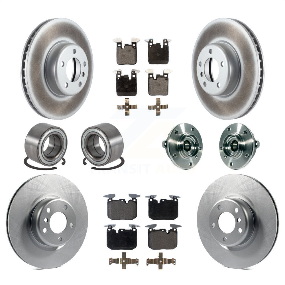 Front Rear Wheel Hub Bearings Assembly Coated Disc Brake Rotors And Ceramic Pads Shoes Kit (10Pc) For 2015-2016 BMW 228i xDrive With Blue Painted Calipers KBB-114033 by Transit Auto