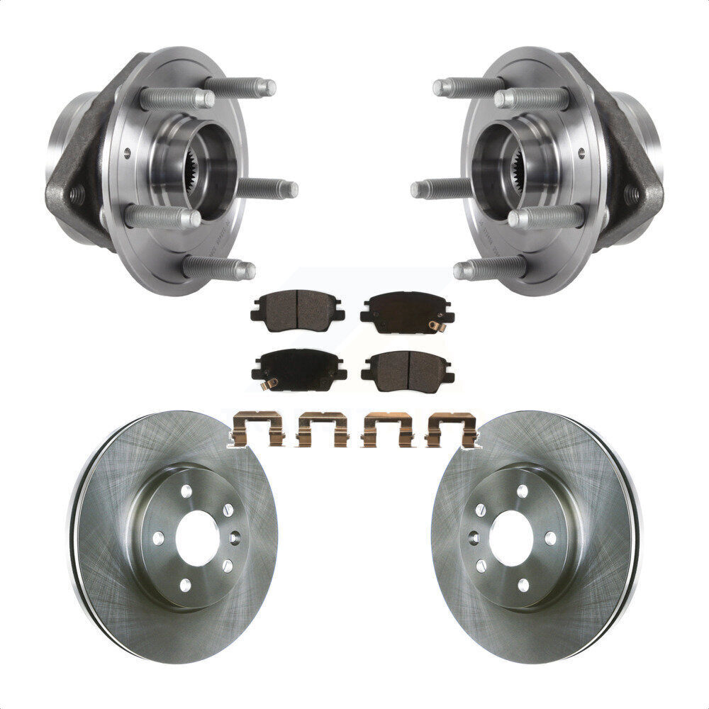 Front Hub Bearing Assembly With Disc Brake Rotors And Semi-Metallic Pads Kit For 2016-2019 Chevrolet Cruze KBB-114066 by Transit Auto