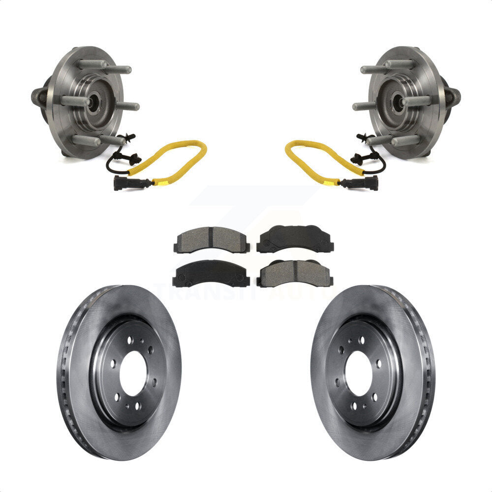 Front Hub Bearing Assembly With Disc Brake Rotors And Semi-Metallic Pads Kit For 2018-2020 Ford F-150 Limited Platinum SSV XL XLT King Ranch Lariat with 4WD KBB-114123 by Transit Auto