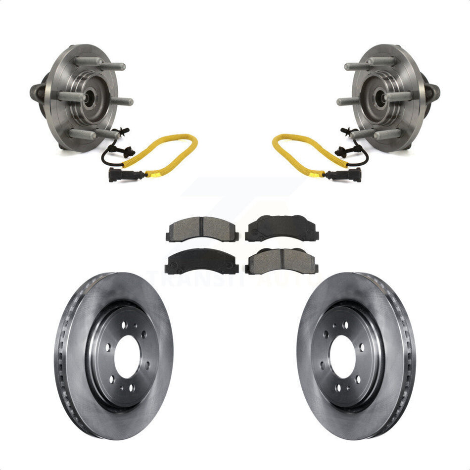 Front Hub Bearing Assembly With Disc Brake Rotors And Semi-Metallic Pads Kit For 2018-2020 Ford F-150 Limited Platinum SSV XL XLT King Ranch Lariat with 4WD KBB-114123 by Transit Auto