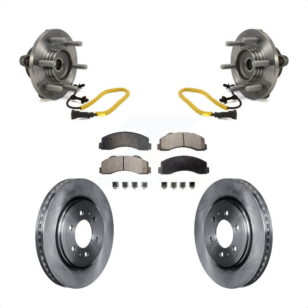 Front Hub Bearing Assembly With Disc Brake Rotors And Ceramic Pads Kit For 2018-2020 Ford F-150 Limited Platinum SSV XL XLT King Ranch Lariat with 4WD KBB-114168 by Transit Auto