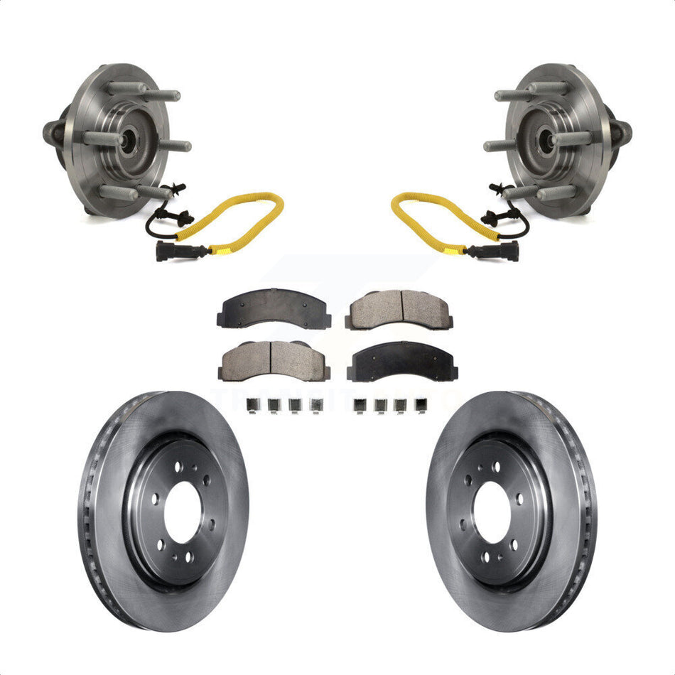 Front Hub Bearing Assembly With Disc Brake Rotors And Ceramic Pads Kit For 2018-2020 Ford F-150 Limited Platinum SSV XL XLT King Ranch Lariat with 4WD KBB-114168 by Transit Auto