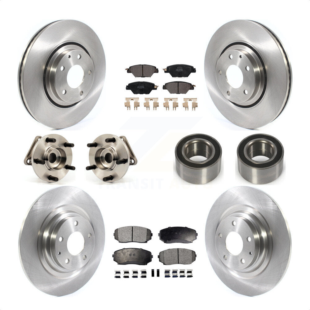 Front Rear Wheel Hub Bearings Assembly Disc Brake Rotors And Semi-Metallic Pads Kit (10Pc) For 2016 Mazda CX-9 AWD KBB-114175 by Transit Auto