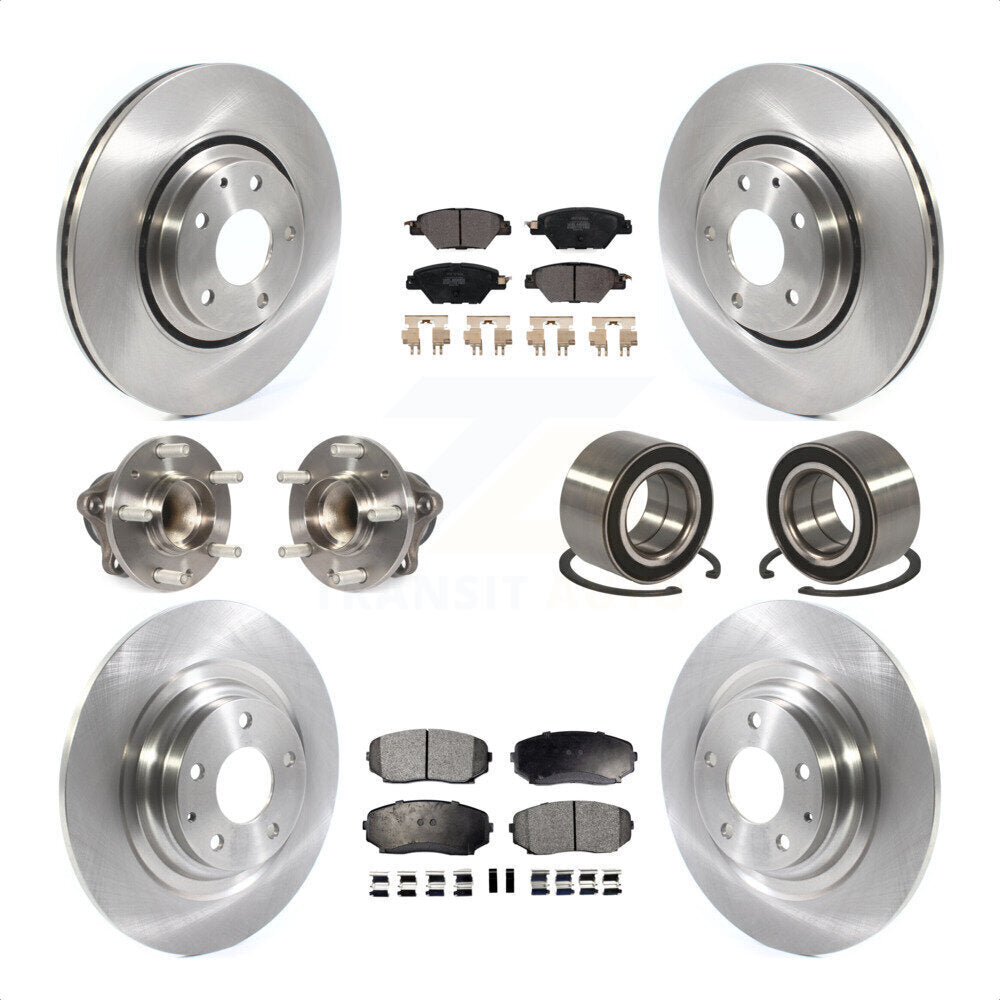 Front Rear Wheel Hub Bearings Assembly Disc Brake Rotors And Semi-Metallic Pads Kit (10Pc) For 2016 Mazda CX-9 FWD KBB-114176 by Transit Auto