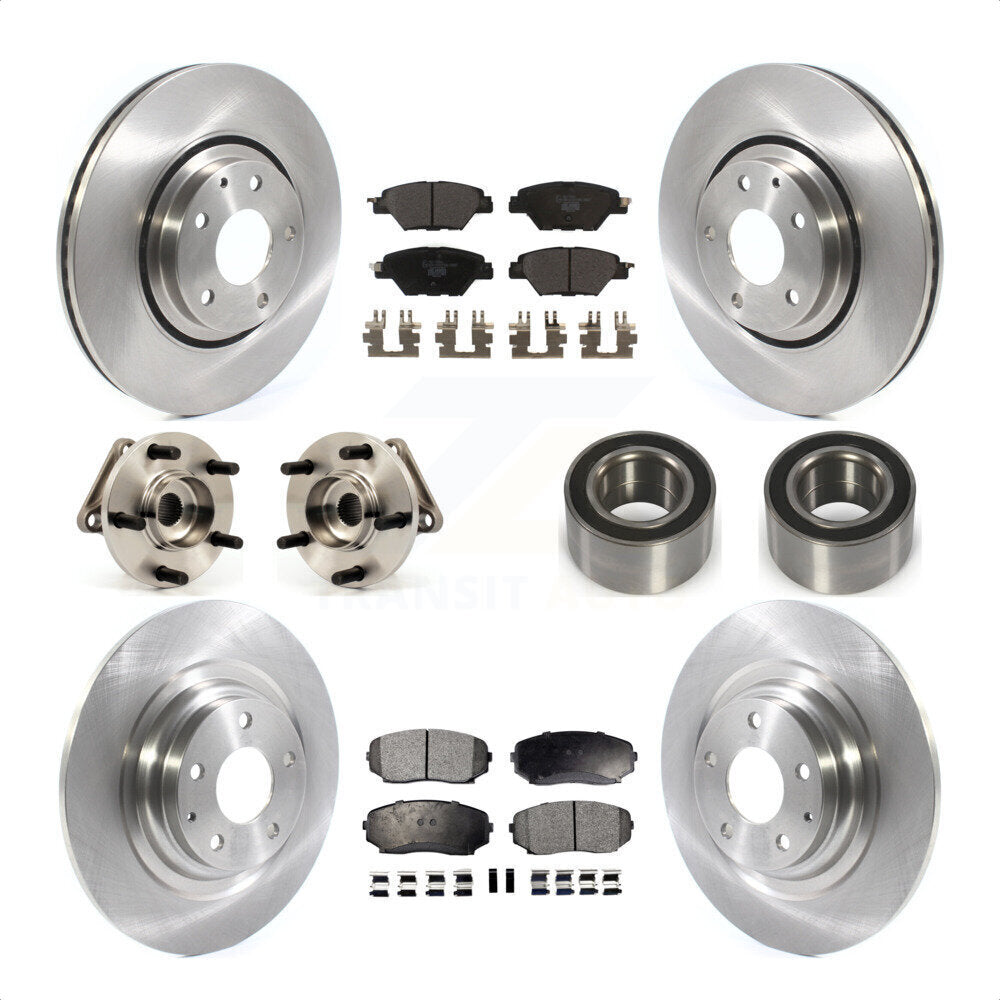 Front Rear Wheel Hub Bearings Assembly Disc Brake Rotors And Ceramic Pads Kit (10Pc) For 2016 Mazda CX-9 AWD KBB-114206 by Transit Auto