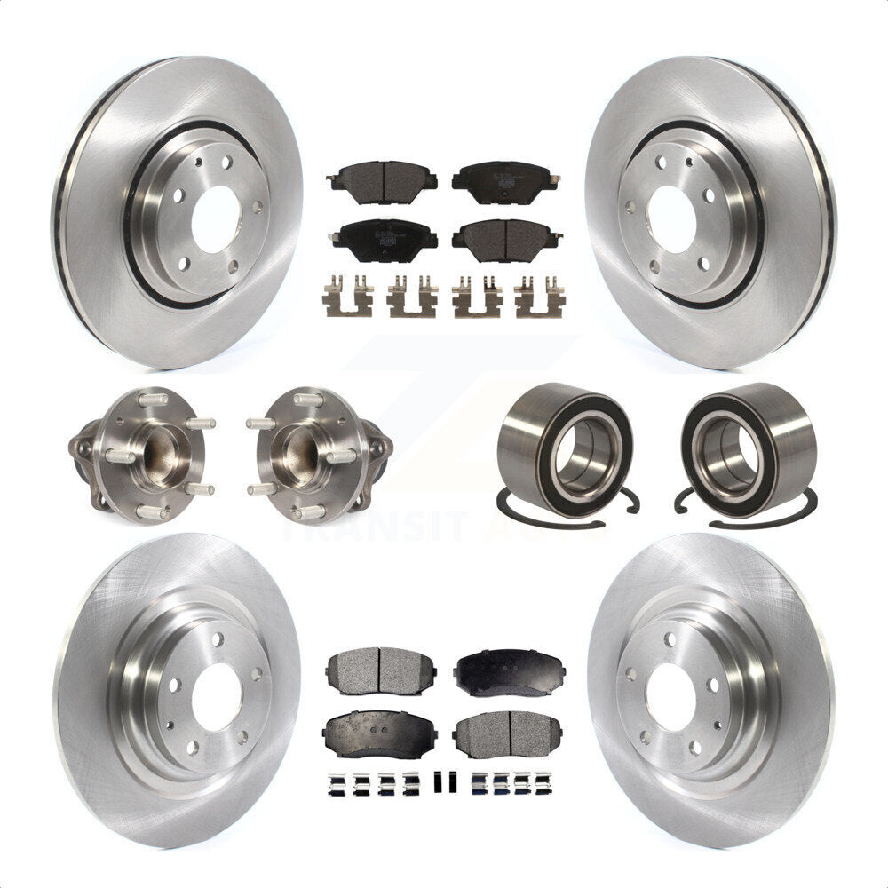 Front Rear Wheel Hub Bearings Assembly Disc Brake Rotors And Ceramic Pads Kit (10Pc) For 2016 Mazda CX-9 FWD KBB-114207 by Transit Auto
