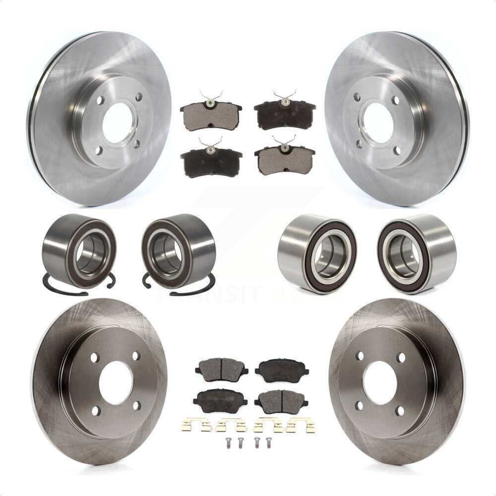 Front Rear Wheel Bearings Disc Brake Rotors And Ceramic Pads Kit (10Pc) For 2014-2018 Ford Fiesta ST KBB-114216 by Transit Auto