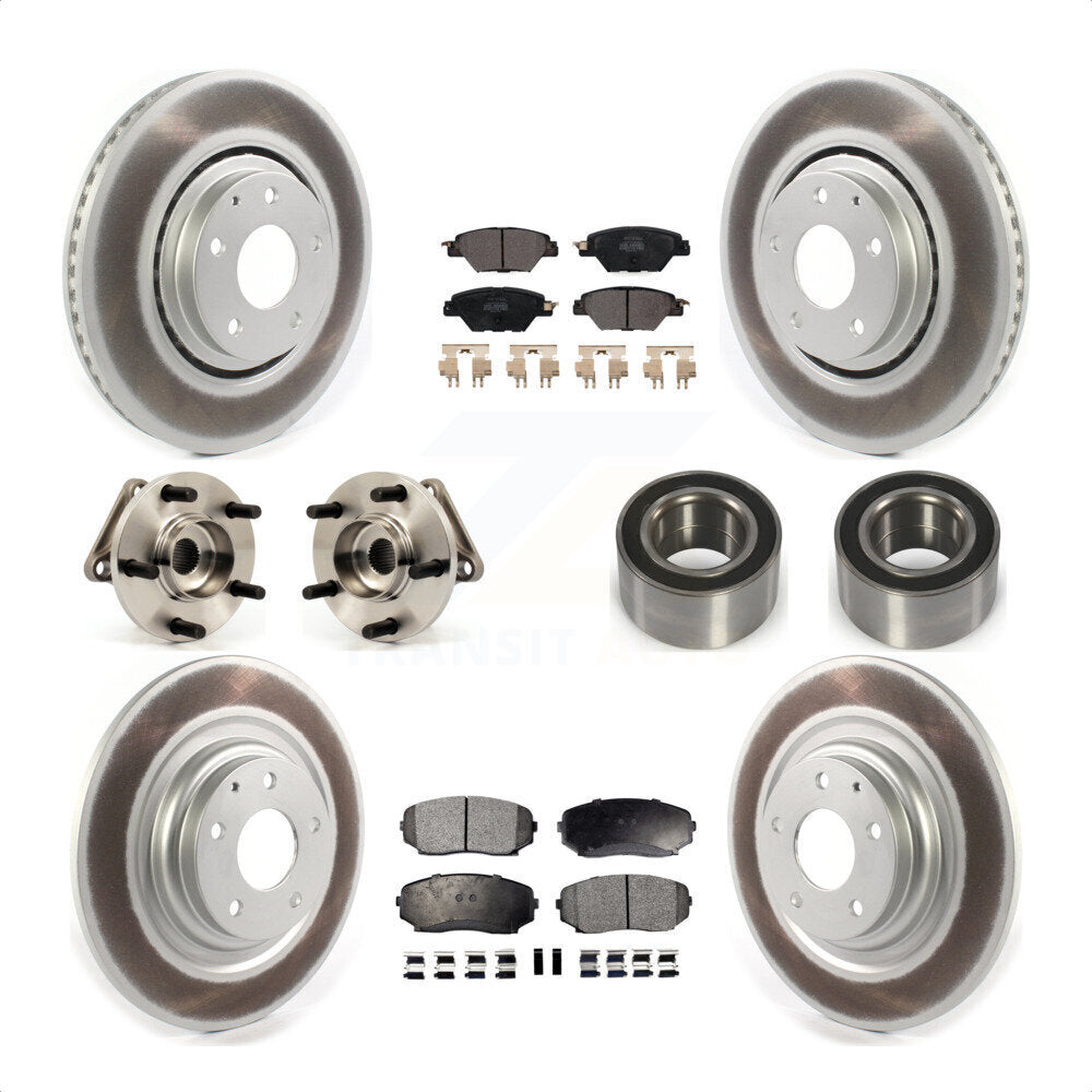 Front Rear Wheel Hub Bearings Assembly Coated Disc Brake Rotors And Semi-Metallic Pads Kit (10Pc) For 2016 Mazda CX-9 AWD KBB-114279 by Transit Auto