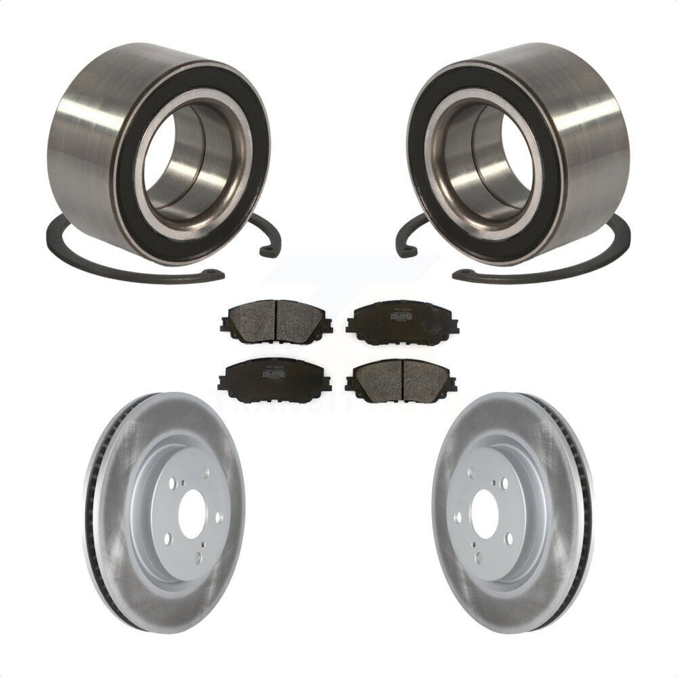 Front Wheel Bearing With Coated Disc Brake Rotors And Semi-Metallic Pads Kit For 2018 Toyota Camry KBB-114297 by Transit Auto