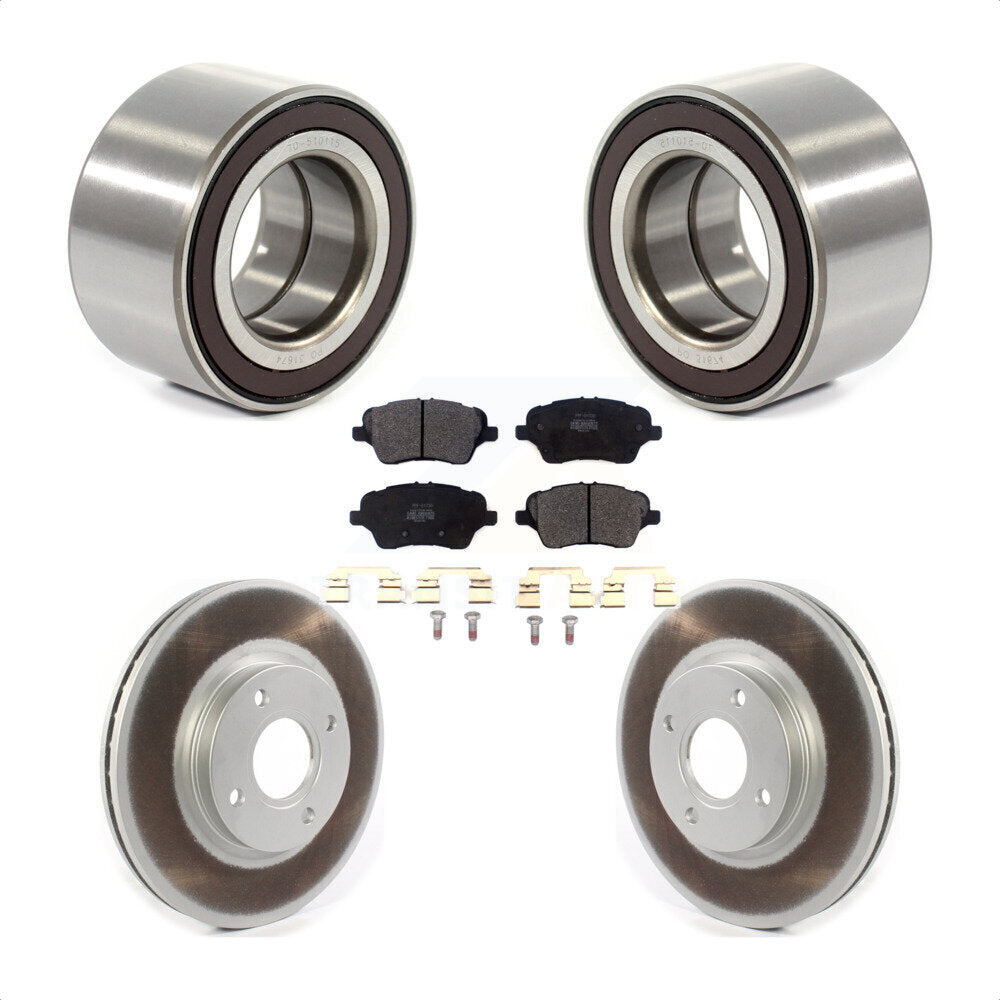 Front Wheel Bearing With Coated Disc Brake Rotors And Semi-Metallic Pads Kit For 2014-2018 Ford Fiesta ST KBB-114308 by Transit Auto