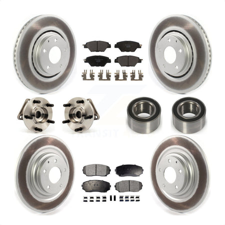 Front Rear Wheel Hub Bearings Assembly Coated Disc Brake Rotors And Ceramic Pads Kit (10Pc) For 2016 Mazda CX-9 AWD KBB-114341 by Transit Auto
