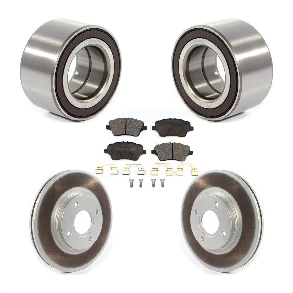 Front Wheel Bearing With Coated Disc Brake Rotors And Ceramic Pads Kit For 2014-2018 Ford Fiesta ST KBB-114361 by Transit Auto