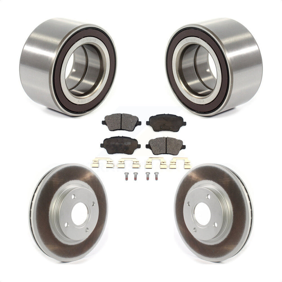 Front Wheel Bearing With Coated Disc Brake Rotors And Ceramic Pads Kit For 2014-2018 Ford Fiesta ST KBB-114361 by Transit Auto