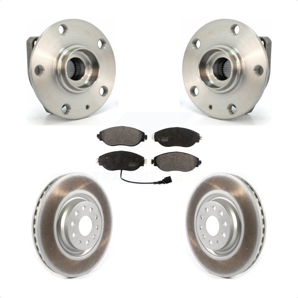 Front Hub Bearing Assembly With Coated Disc Brake Rotors And Semi-Metallic Pads Kit For Volkswagen Golf R Audi S3 KBB-114634 by Transit Auto