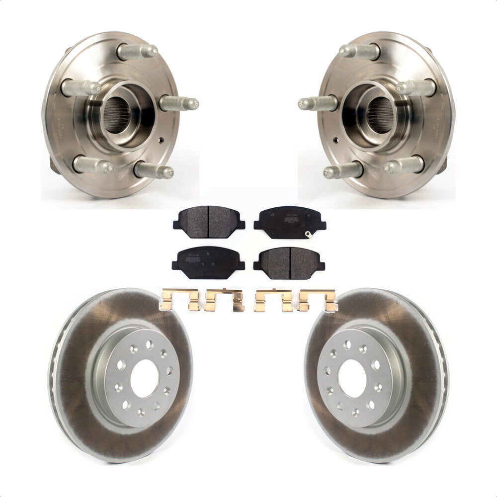 Front Hub Bearing Assembly With Coated Disc Brake Rotors And Semi-Metallic Pads Kit For 2016 Chevrolet Camaro LT with 3.6L 2.0L Without Brembo Calipers KBB-114642 by Transit Auto