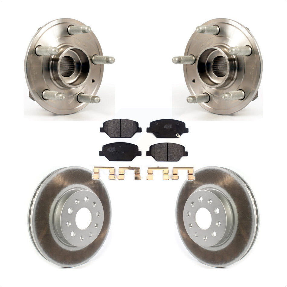 Front Hub Bearing Assembly With Coated Disc Brake Rotors And Semi-Metallic Pads Kit For 2016 Chevrolet Camaro LT with 3.6L 2.0L Without Brembo Calipers KBB-114642 by Transit Auto