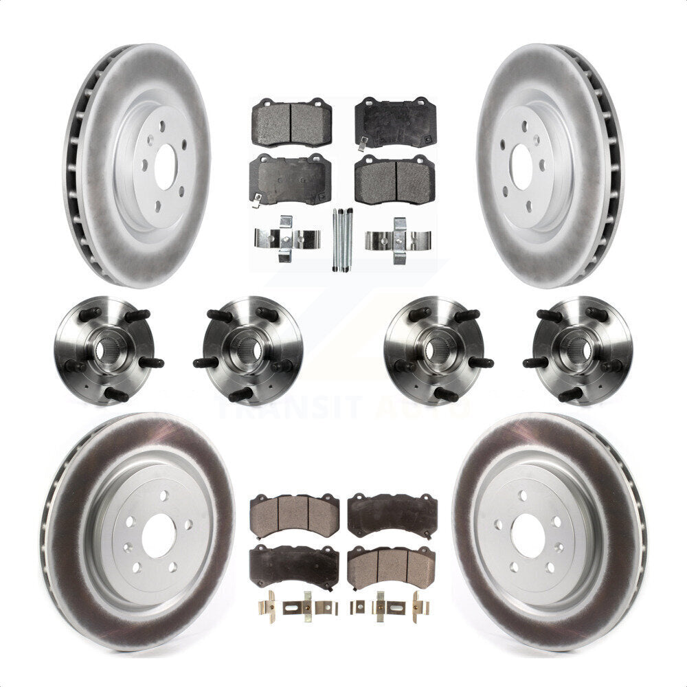 Front Rear Hub Bearings Assembly Coated Disc Brake Rotors And Ceramic Pads Kit (10Pc) For 2014 Chevrolet Camaro ZL1 KBB-114753 by Transit Auto