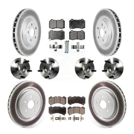 Front Rear Hub Bearings Assembly Coated Disc Brake Rotors And Ceramic Pads Kit (10Pc) For 2014 Chevrolet Camaro ZL1 KBB-114753 by Transit Auto