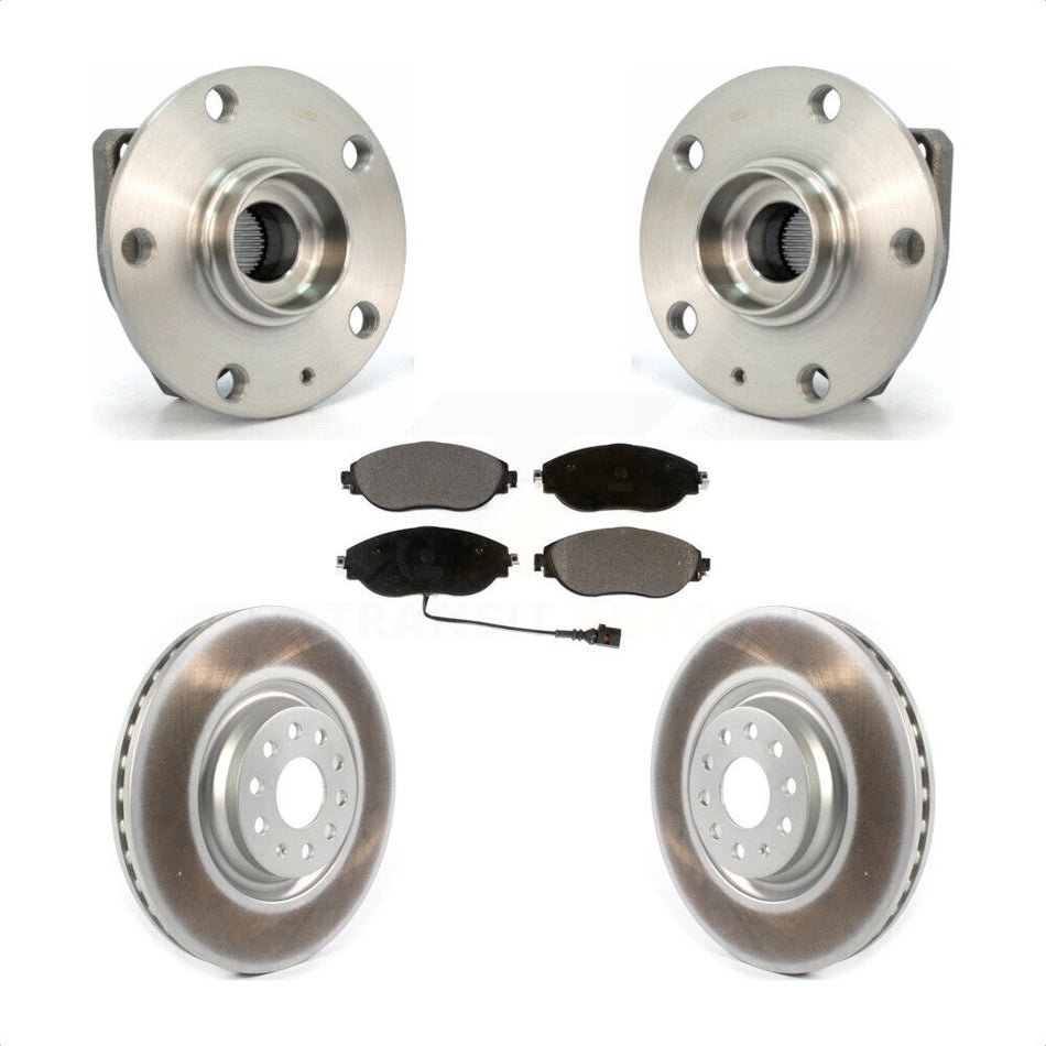 Front Hub Bearing Assembly With Coated Disc Brake Rotors And Ceramic Pads Kit For Volkswagen Golf R Audi S3 KBB-114768 by Transit Auto